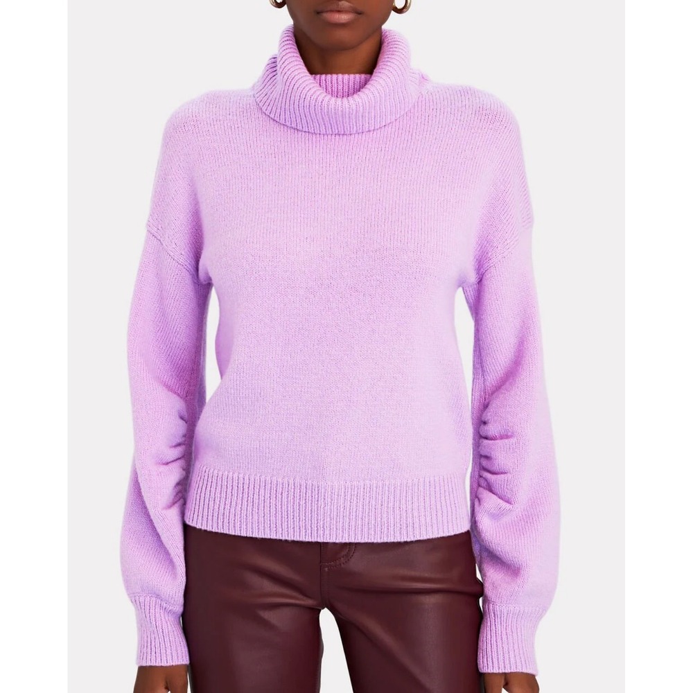 ALC Purple Wool Blend Turtleneck Sweater‎ Size XS Puff Sleeve Ribbed Knit